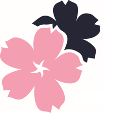 Pink and blue flower logo